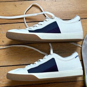 Rothy's Cream and Navy Sneakers